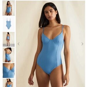 NWT Onia Chelsea Blue Ribbed Swimsuit size large
